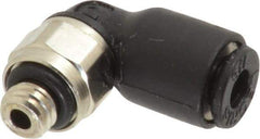 Legris - 1/8" OD, 10-32 UNF, Nylon/Nickel Plated Brass Push-to-Connect Male Elbow - 290 Max psi - USA Tool & Supply