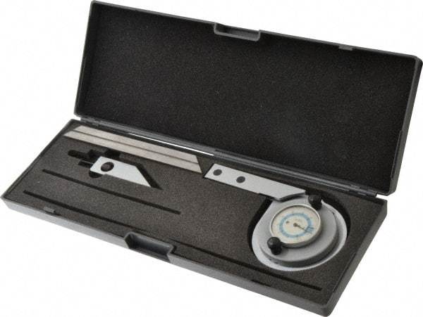 Value Collection - 6 Inch Long Blade, 360° Max Measurement, Bevel Protractor - Accuracy up to 5 Min, 5 Min Dial Graduation - USA Tool & Supply