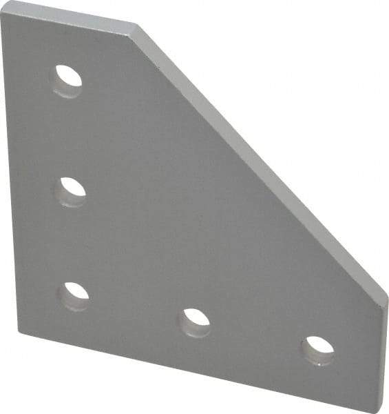 80/20 Inc. - 3" Wide, 3" High, Open Shelving 5 Hole 90° Angled Plate - Aluminum, Use with Series 10 & Bolt Kit 3321 - USA Tool & Supply