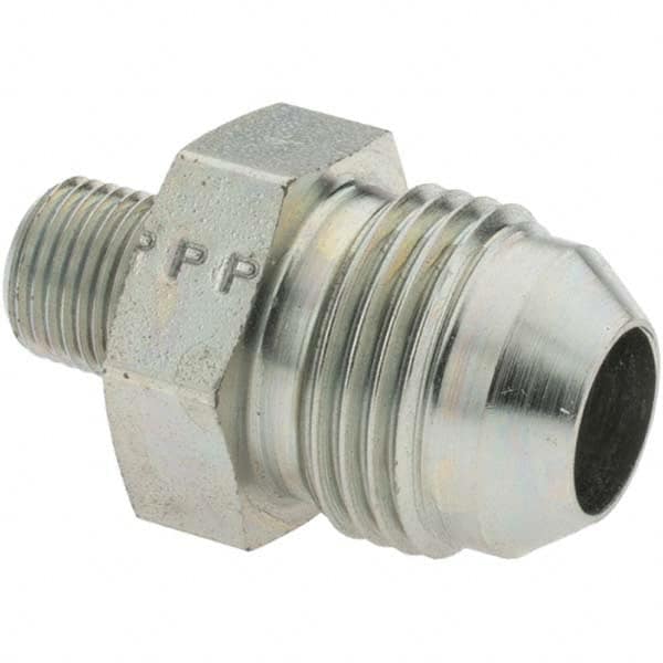 Parker - 1/2" Tube OD x 1/8-27 Male NPT 37° Steel Flared Tube Straight Thread Connector - USA Tool & Supply