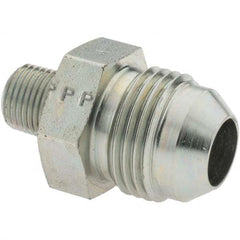 Parker - 1/2" Tube OD x 1/8-27 Male NPT 37° Steel Flared Tube Straight Thread Connector - USA Tool & Supply