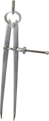 Value Collection - 8 Inch Leg, Spring Joint, Steel, Polished, Divider - 8 Inch Max Measurement, 200mm Max Measurement, Flat Leg with Quick Nut Adjustment - USA Tool & Supply