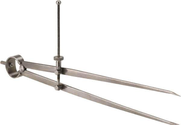 Value Collection - 12 Inch Leg, Spring Joint, Steel, Polished, Divider - 12 Inch Max Measurement, 300mm Max Measurement, Flat Leg with Quick Nut Adjustment - USA Tool & Supply