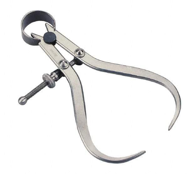 Value Collection - 6 Inch Leg, Spring Joint, Steel, Polished, Outside Caliper - 6 Inch Max Measurement, 150mm Max Measurement, Flat Leg with Quick Nut Adjustment - USA Tool & Supply