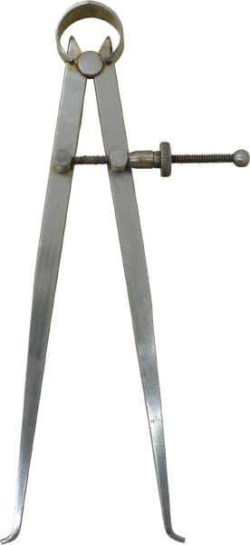 Value Collection - 8 Inch Leg, Spring Joint, Steel, Polished, Inside Caliper - 8 Inch Max Measurement, 200mm Max Measurement, Flat Leg with Quick Nut Adjustment - USA Tool & Supply