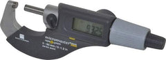 TESA Brown & Sharpe - 0 to 1.2" Range, 0.0001" Resolution, Standard Throat, Electronic Outside Micrometer - 0.0002" Accuracy, Friction Thimble, Carbide Tipped Face, CR2030 Battery, Includes Plastic Case - USA Tool & Supply