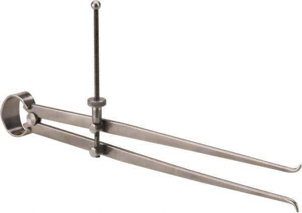 Value Collection - 10 Inch Leg, Spring Joint, Steel, Polished, Inside Caliper - 10 Inch Max Measurement, 250mm Max Measurement, Flat Leg with Quick Nut Adjustment - USA Tool & Supply