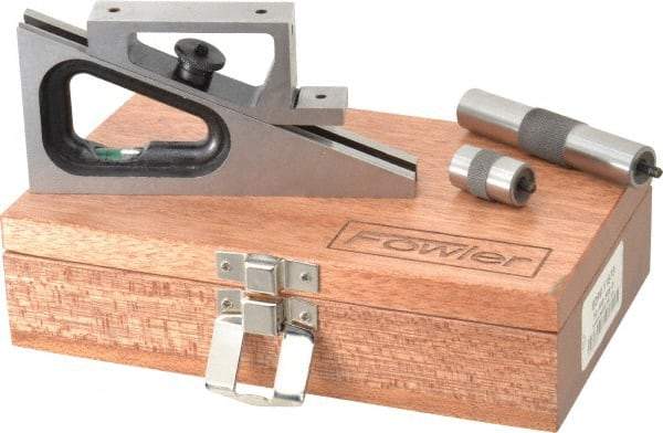 Fowler - 6-1/4 Inch Adjustable Planer and Shaper Gage - 5 Inch Long, 3/4 Inch Wide, 6-1/4 Inch High Base, Includes 1 Inch Extension Post, 3 Inch Extension Post, Wooden Case - USA Tool & Supply