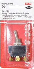 GC/Waldom - DPDT Heavy Duty On-On Toggle Switch - Screw Terminal, Bat Handle Actuator, 1-1/2 hp at 125/250 VAC hp, 277 VAC - USA Tool & Supply