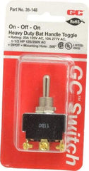 GC/Waldom - DPDT Heavy Duty On-Off-On Toggle Switch - Screw Terminal, Bat Handle Actuator, 1-1/2 hp at 125/250 VAC hp, 277 VAC - USA Tool & Supply