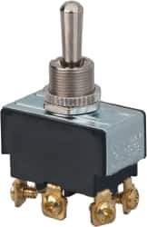 GC/Waldom - DPDT Heavy Duty On-Off-On Toggle Switch - Screw Terminal, Bat Handle Actuator, 1-1/2 hp at 125/250 VAC hp, 125/150 VAC - USA Tool & Supply