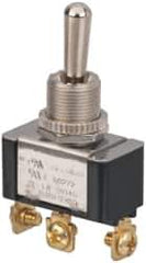 GC/Waldom - SPDT Heavy Duty On-Off-On Toggle Switch - Screw Terminal, Bat Handle Actuator, 3/4 hp at 125/250 VAC hp, 277 VAC - USA Tool & Supply