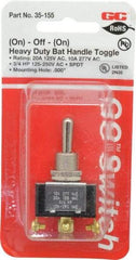 GC/Waldom - SPDT Heavy Duty On-Off-On Toggle Switch - Screw Terminal, Bat Handle Actuator, 3/4 hp at 125/250 VAC hp, 277 VAC - USA Tool & Supply