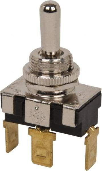 GC/Waldom - SPDT Heavy Duty On-Off-On Toggle Switch - Quick Connect Terminal , Bat Handle Actuator, 3/4 hp at 125/250 VAC hp, 125 VAC at 20 A & 250 VAC at 10 A - USA Tool & Supply