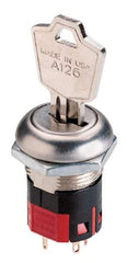 GC/Waldom - 4 Amp at 125 Volt, SPDT, 6 Tumbler Barrel Key Switch - Wire Lead Terminal, 0.76 Inch Mount Hole Diameter, 0.931 Inch Cylinder Length, On-On Sequence - USA Tool & Supply