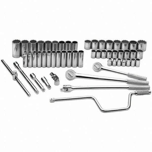 SK - 1/2" Drive Standard Deep Socket Set - 10 to 36mm, Metric Measurement Standard - USA Tool & Supply