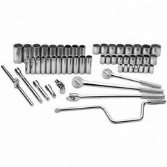 SK - 1/2" Drive Standard Deep Socket Set - 10 to 36mm, Metric Measurement Standard - USA Tool & Supply