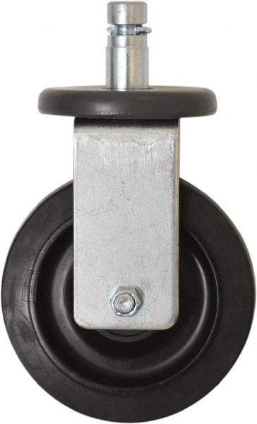 Eagle MHC - 5" Diam x 1-1/4" Wide x 8-1/4" OAH Stem Mount Rigid Caster - Rubber, 300 Lb Capacity, Plain Bearing, 1" Round Stem - USA Tool & Supply