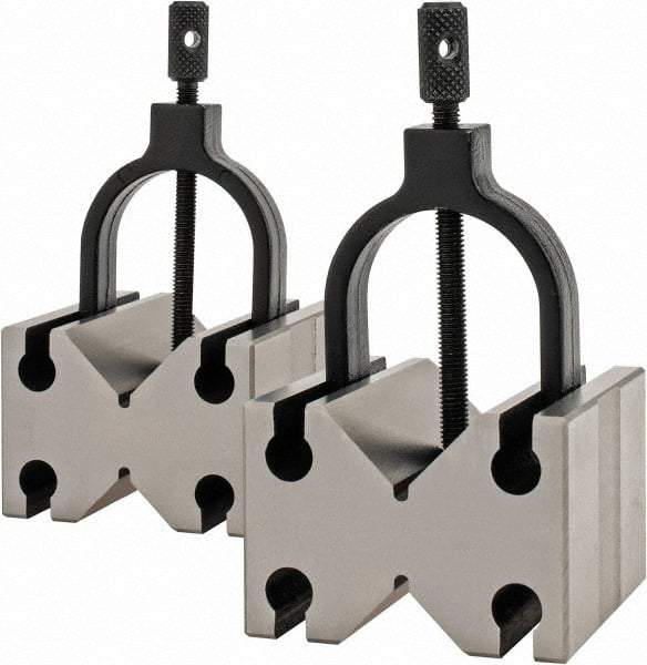 Value Collection - 25.4 to 1-1/2" Capacity, 90° Angle, Tool Steel V-Block - 2-3/4" Long x 2-1/2" Wide x 1-3/4" High, Sold as Matched Pair - USA Tool & Supply