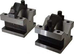 Value Collection - 2-9/16" Max Capacity, 90° Angle, Hardened Steel V-Block - 4-1/8" Long x 4-1/8" Wide x 3-1/16" High, Sold as 2 Block Set - USA Tool & Supply