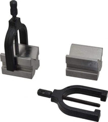 Value Collection - 1/2 to 1-3/32" Capacity, 90° Angle, Tool Steel V-Block - 2" Long x 1-1/2" Wide x 1-1/2" High, Sold as 2 Block Set - USA Tool & Supply