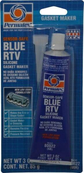 Permatex - 3 oz Tube Blue Butyl Rubber Gasket Sealant - -65 to 400°F Operating Temp, 24 hr Full Cure Time - USA Tool & Supply