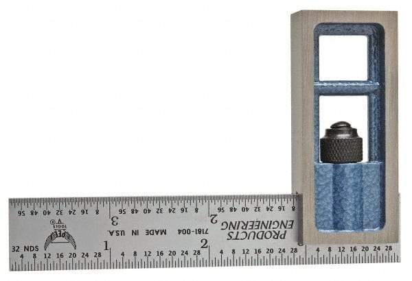 PEC Tools - 4 Inch Long, 4R Double Square - 1/64, 1/32, 1/16 and 1/8 Inch Graduation, Hardened Steel - USA Tool & Supply