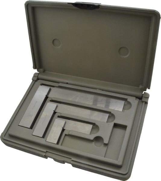 TESA Brown & Sharpe - 3 Piece, 1-1/2, 3, 4 Inch Base Length, 2, 4, 6 Inch Blade Length, Square Set - Accuracy Up to 0.0006 Inches, Steel, Includes Case - USA Tool & Supply