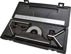 TESA Brown & Sharpe - 4 Piece, 12" Combination Square Set - 1/16, 1/32, 1/64 & 1/8" (4R) Graduation, Hardened Steel Blade, Hardened Steel Center, Protractor & Square Head - USA Tool & Supply