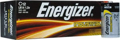 Energizer - Size C, Alkaline, 12 Pack, Standard Battery - 1.5 Volts, Button Tab Terminal, LR14, ANSI, IEC Regulated - USA Tool & Supply