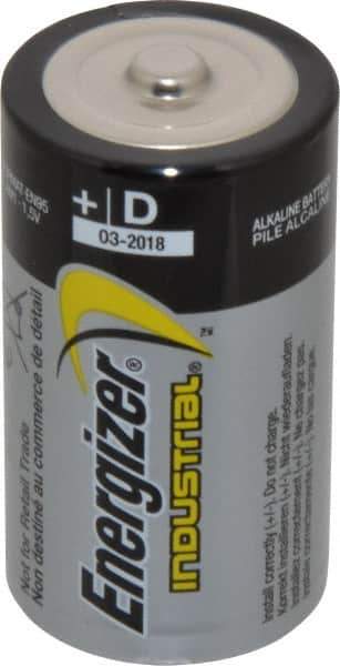 Energizer - Size D, Alkaline, 12 Pack, Standard Battery - 1.5 Volts, Button Tab Terminal, LR20, ANSI, IEC Regulated - USA Tool & Supply