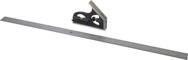 TESA Brown & Sharpe - 2 Piece, 24" Combination Square Set - 1/16, 1/32, 1/64 & 1/8" (4R) Graduation, Hardened Steel Blade, Hardened Steel Square Head - USA Tool & Supply
