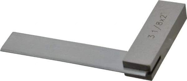 Value Collection - 3-1/8" Blade Length, 2" Base Length Steel Square - 0.0003" Accuracy, Beveled Edge - USA Tool & Supply