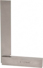 Value Collection - 6-1/4" Blade Length, 4" Base Length Steel Square - 0.0003" Accuracy, Beveled Edge - USA Tool & Supply
