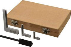 SPI - 4 Piece, 3/4, 1-1/8, 1-15/16 Inch Base Length, 1, 1-1/2, 1-9/16, 2-15/16 Inch Blade Length, Square Set - Hardened Steel, Includes 3 Beveled Squares, Case, Triangular Straight Edge - USA Tool & Supply