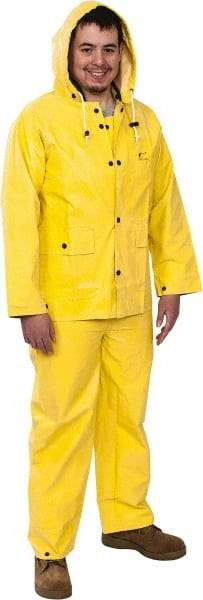 OnGuard - Size S, Yellow, Chemical, Rain Three Piece Suit - Detachable Hood - USA Tool & Supply