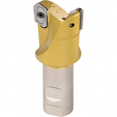Iscar - 1-1/2" Cut Diam, 0.807" Max Depth of Cut, 1-1/2" Shank Diam, 6" OAL, Indexable Square Shoulder End Mill - HM90 APCR 2206.. Inserts, Weldon Shank, 90° Lead Angle, Through Coolant, Series Helialu - USA Tool & Supply