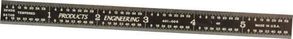 PEC Tools - 6" Long, 1/64, 1/32, 1/16, 1/8" Graduation, Flexible Steel Rule - 4R Graduation Style, 1/2" Wide, Black, Black Chrome Finish - USA Tool & Supply