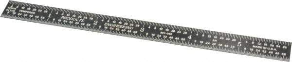 PEC Tools - 6" Long, 1/100, 1/64, 1/32, 1/10" Graduation, Flexible Steel Rule - 5R Graduation Style, 1/2" Wide, Black, Black Chrome Finish - USA Tool & Supply