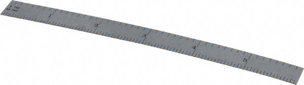 TESA Brown & Sharpe - 6" Long, 1/64, 1/32, 1/16, 1/8" Graduation, Flexible Steel Rule - 4R Graduation Style, 1/2" Wide, Silver, Satin Chrome Finish - USA Tool & Supply