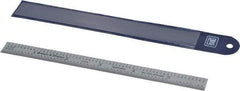 TESA Brown & Sharpe - 6" Long, 1/100, 1/64, 1/32, 1/10" Graduation, Flexible Steel Rule - 5R Graduation Style, 1/2" Wide, Silver, Satin Chrome Finish - USA Tool & Supply