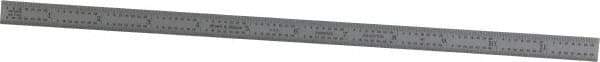 TESA Brown & Sharpe - 12" Long, 1/64, 1/32, 1/16, 1/8" Graduation, Flexible Steel Rule - 4R Graduation Style, 1/2" Wide, Silver, Satin Chrome Finish - USA Tool & Supply