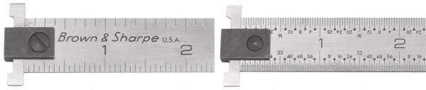 TESA Brown & Sharpe - 6" Long, 1/100, 1/64, 1/32, 1/10" Graduation, Steel Rule - 5R Graduation Style, 3/4" Wide, Silver, Satin Chrome Finish - USA Tool & Supply