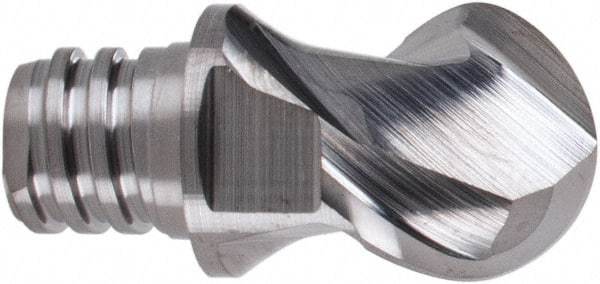 Iscar - MM EBA Grade IC08 Carbide Ball Nose Milling Tip Insert - Uncoated, 2 Flutes, 3/8" Cutting Diam, 0.27" Depth of Cut, 0.51" Extension, 3/16" Cnr Rad, 45° Helix - USA Tool & Supply