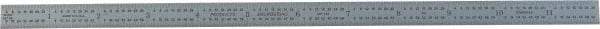 PEC Tools - 12" Long, 1/64, 1/32, 1/16, 1/8" Graduation, Flexible Steel Rule - 4R Graduation Style, 1/2" Wide, Silver, Satin Chrome Finish - USA Tool & Supply