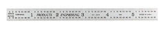PEC Tools - 6" Long, 1/100, 1/64, 1/50, 1/32" Graduation, Flexible Steel Rule - 16R Graduation Style, 1/2" Wide, Silver, Satin Chrome Finish - USA Tool & Supply