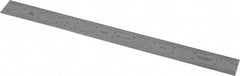 PEC Tools - 12" Long, 1/64, 1/32, 1/16, 1/8" Graduation, Rigid Steel Rule - 4R Graduation Style, 1" Wide, Silver, Satin Chrome Finish - USA Tool & Supply