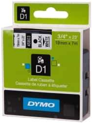 Dymo - 276" Long, Black Label Tape - 3/4" Wide, 23' Long - USA Tool & Supply