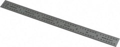 PEC Tools - 6" Long, 1/64, 1/32, 1/16, 1/8" Graduation, Flexible Steel Rule - 4R Graduation Style, 1/2" Wide, Silver, Satin Chrome Finish - USA Tool & Supply