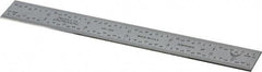 PEC Tools - 6" Long, 1/64, 1/32, 1/16, 1/8" Graduation, Rigid Steel Rule - 4R Graduation Style, 3/4" Wide, Silver, Satin Chrome Finish - USA Tool & Supply